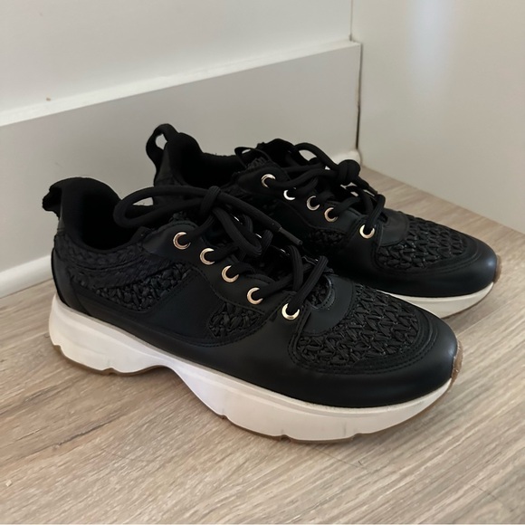 Zara Women's chunky black sneakers Crochet Straw Raffia Combination Size 40 - Picture 1 of 9